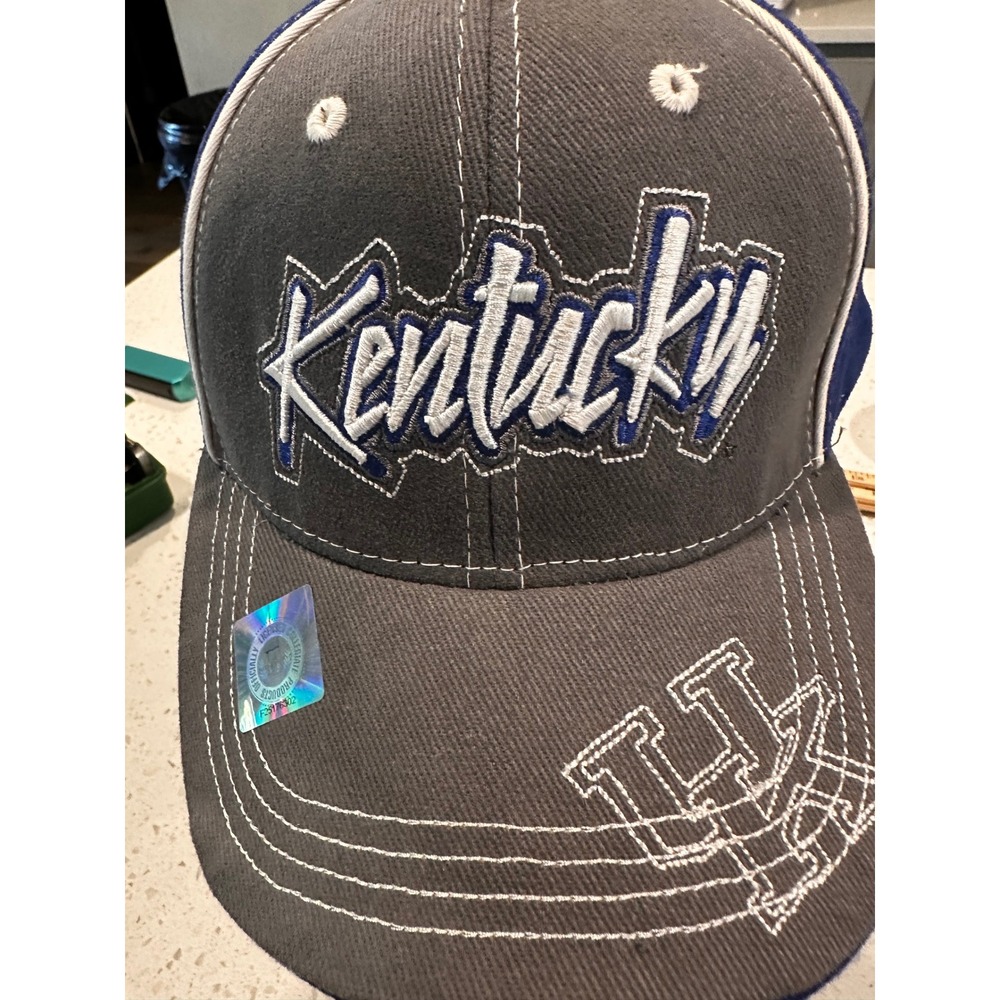 NCAA Kentucky Wildcats Hat Captivating Headgear Grey Blue Embroidered Cap OSFA